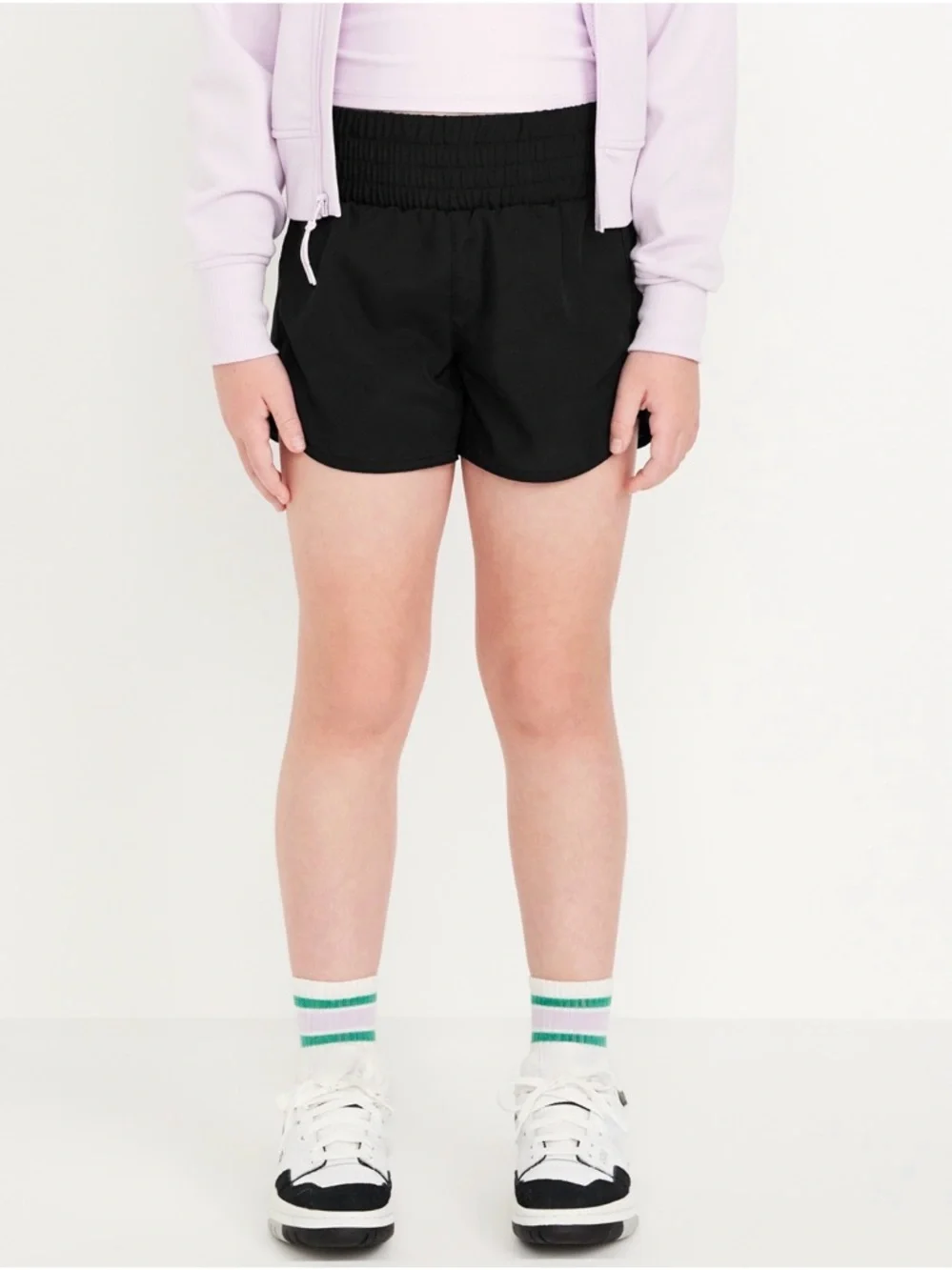 Old Navy Girls High Waisted Dolphin-Hem Run Shorts Black Size XS 5 Athletic NEW